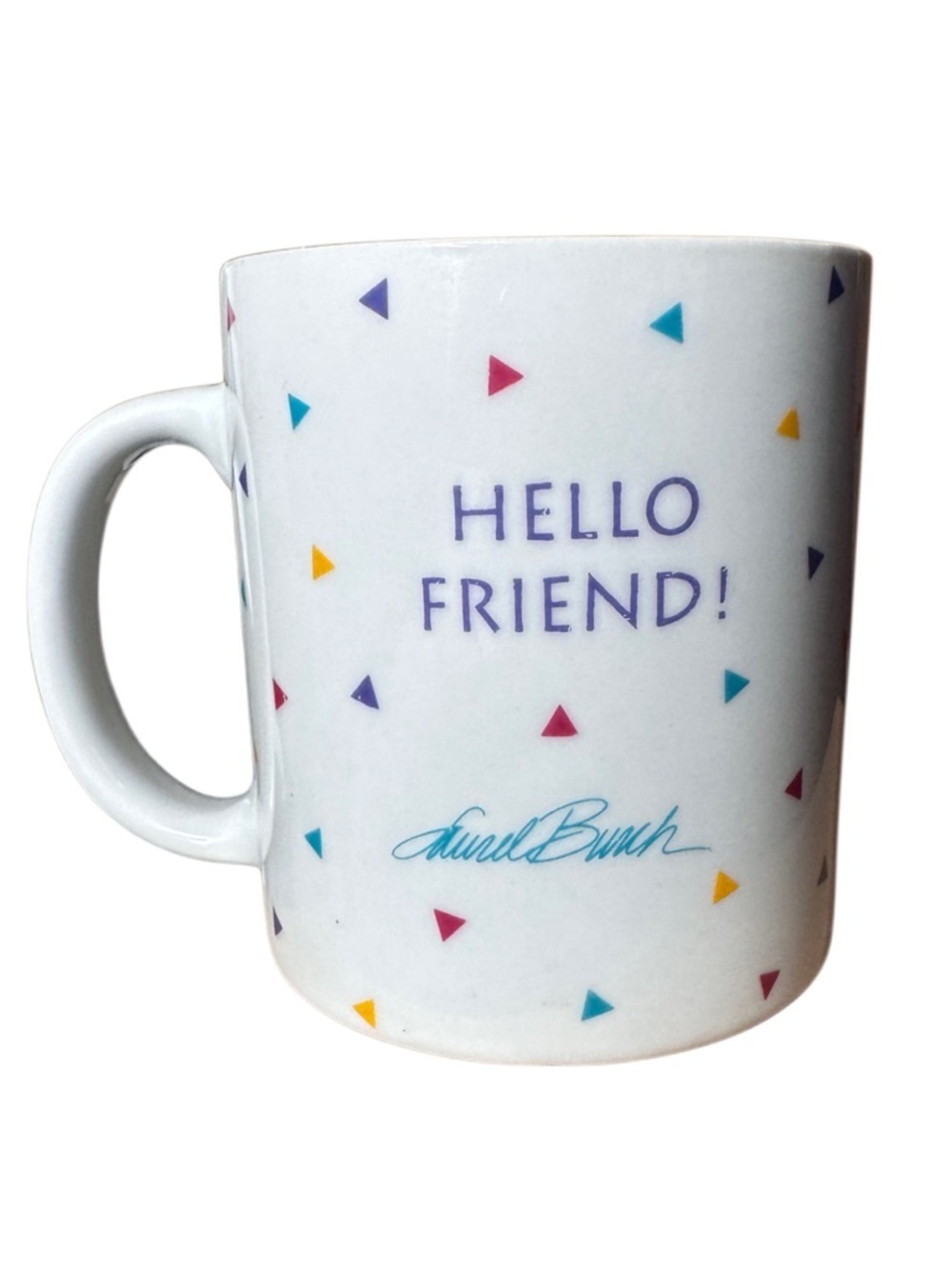 Laurel Burch White Mug with Purple and Pink Cat Motif - Picture 2 of 4